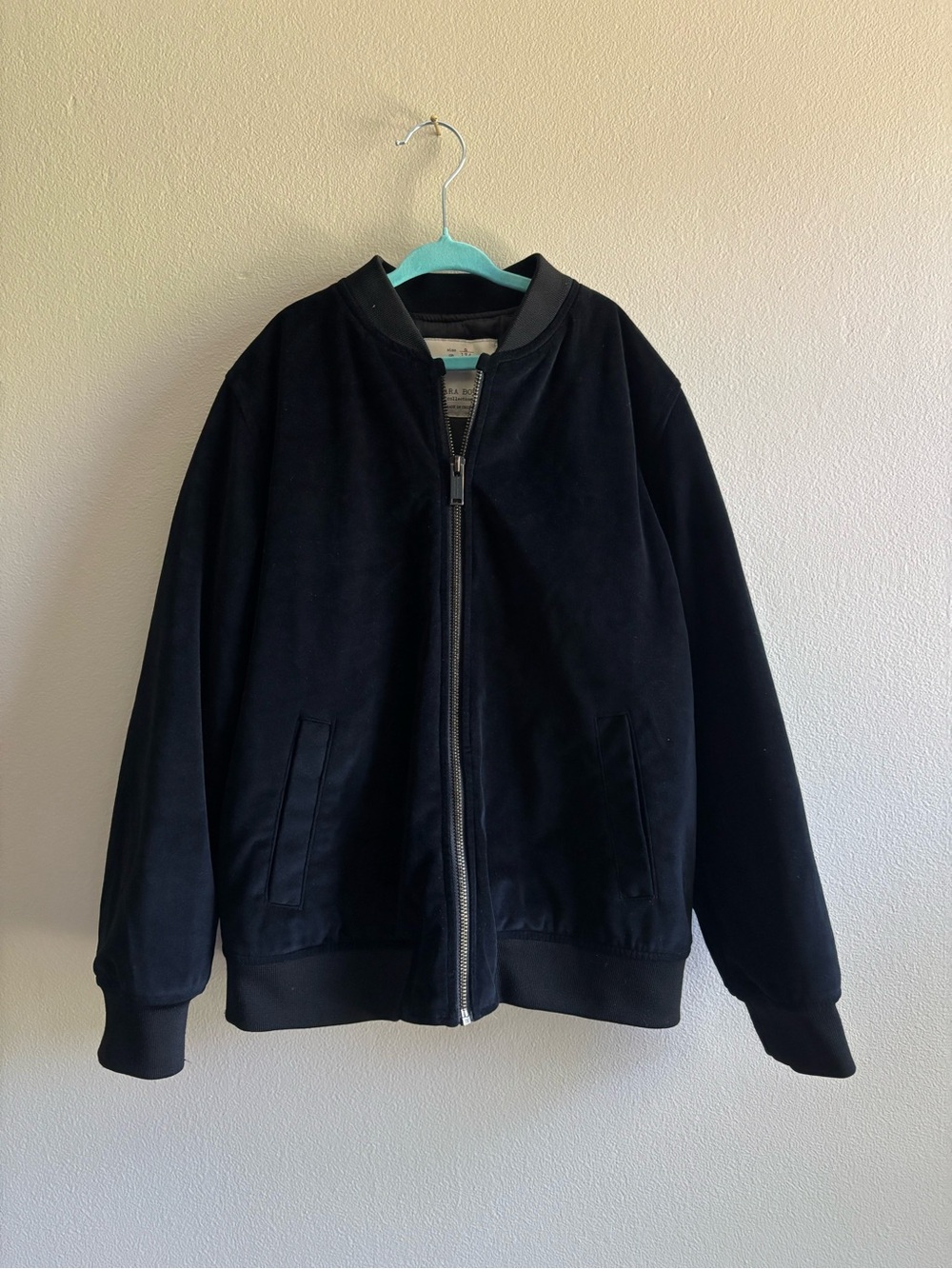 Zara Black Kids Velvet Bomber Jacket